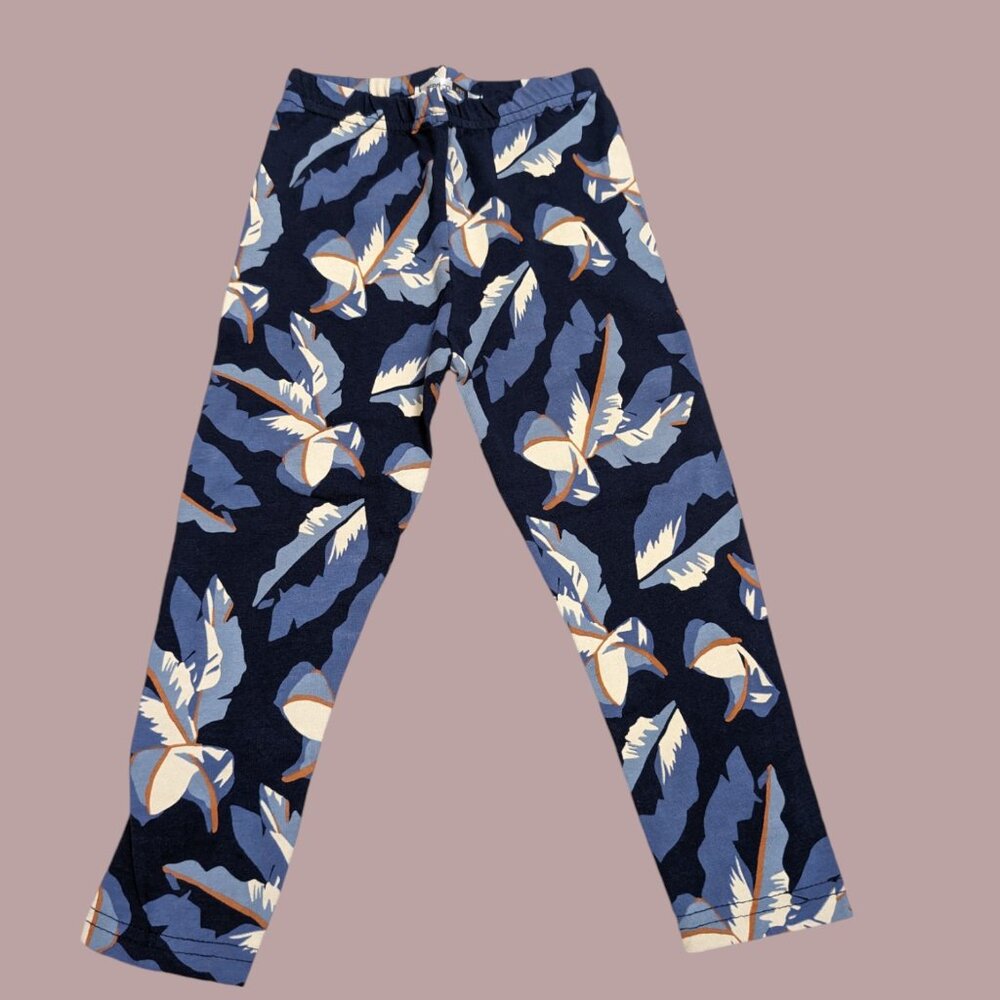 Pepco Full length Soft Cotton leggings Skinny Fit Navy Blue Feathers NWOT
